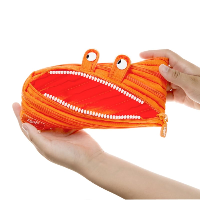 ZIPIT Monster Pencil Case for Kids, Cute Zipper Pouch for Boys Girls and Teens, Stationery Bag for School ,Orange - Image 5